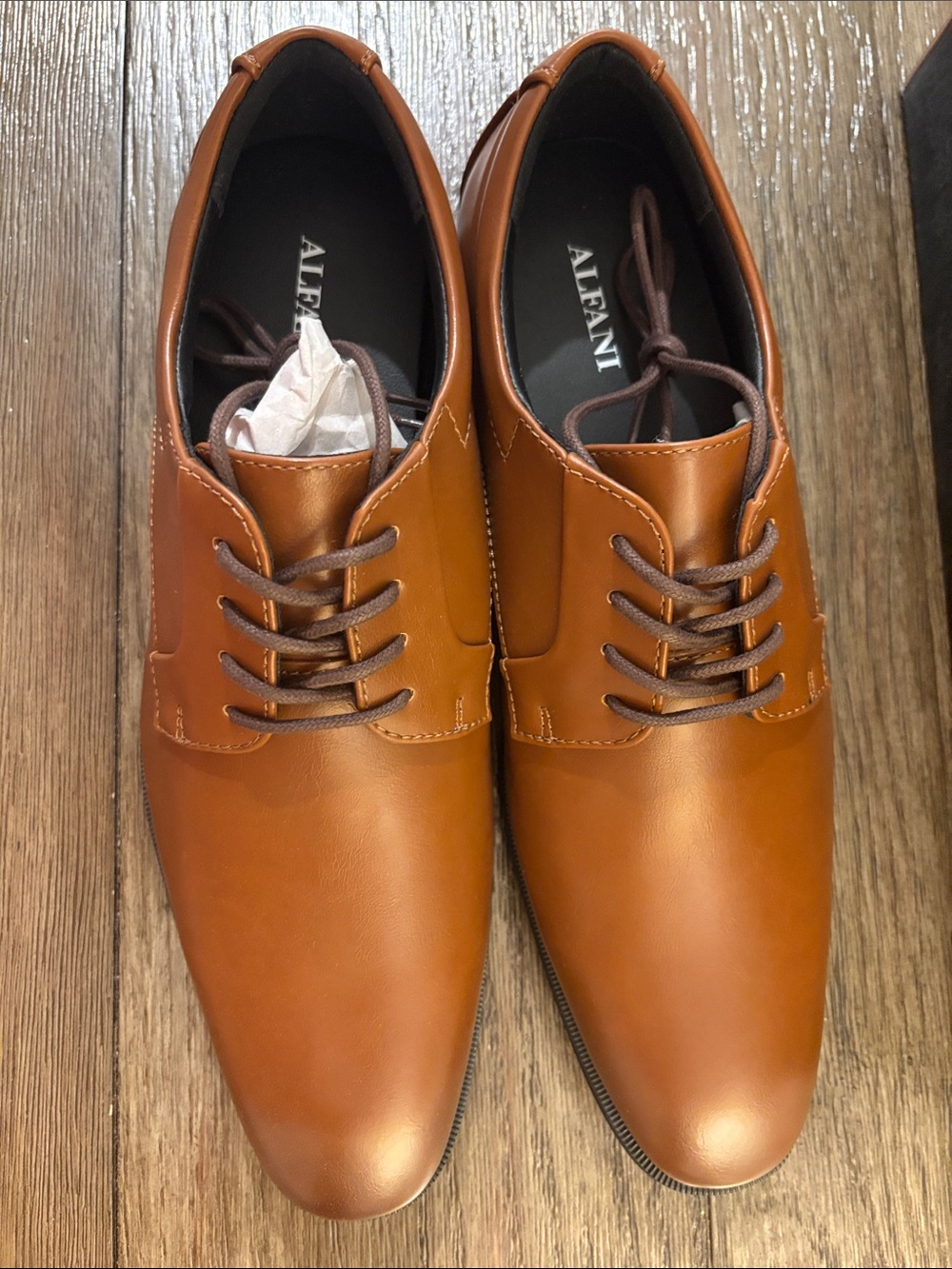 NIB [Alfani] Andrew Plain Toe Derbys Casual Dress Shoes Dark Tan Brown Men's 9 - Picture 12 of 14